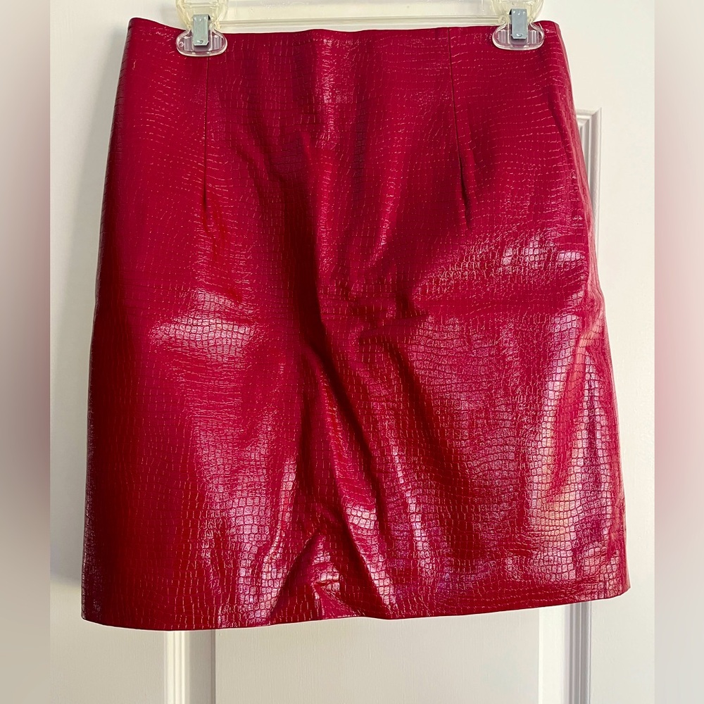 NWT Porridge Anthropologie Leather Mini Skirt Red Medium